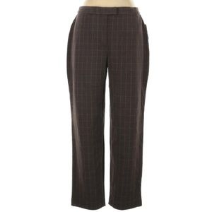 NEW Charter Club Checkered High Rise Trousers, Size 16, Brown